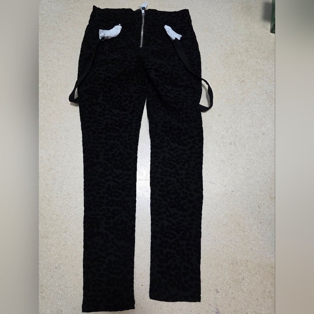 Killstar Midnight "Hellcat" Zip Bondage Leopard Print Trousers- Sz L NWT